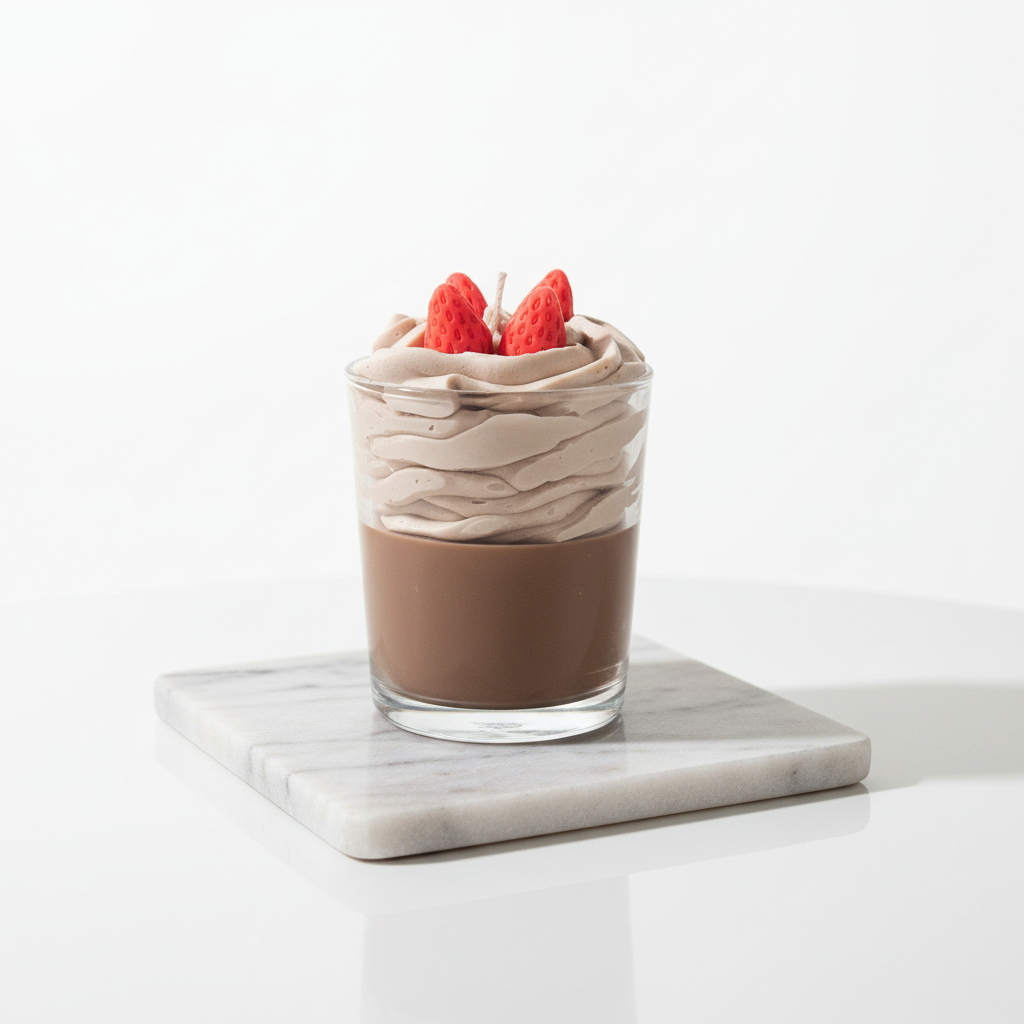 Chocolate Mousse and Strawberries dessert candle